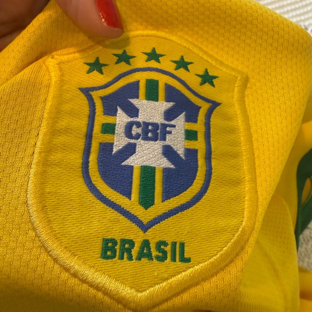 Nike Kids Brazil Soccer Jersey - Yellow with Green Accents - Picture 3 of 6